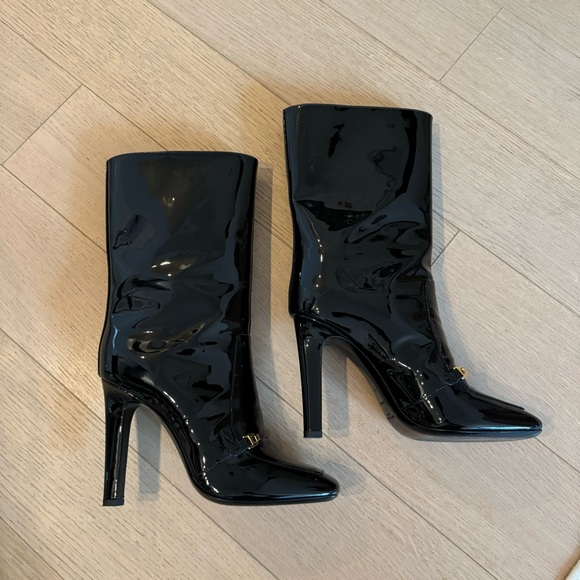 Saint Laurent Lala square-toe boots Black Patent Leather boots - Picture 7 of 10